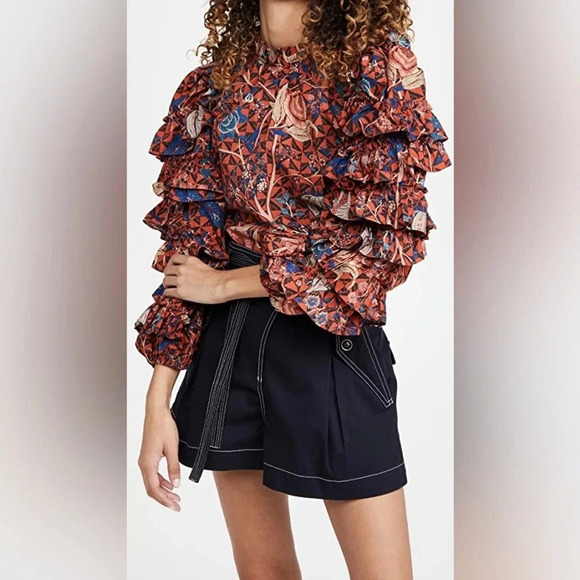 ULLA JOHNSON Pippa Blouse in Hibiscus Size 00 NWT - Picture 1 of 9